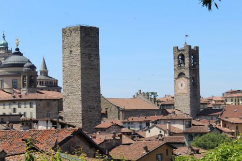 Bergamo, Didelis Miestas, Bergamo Alta, Lombardija, Italy, Istorinis Centras, Torre