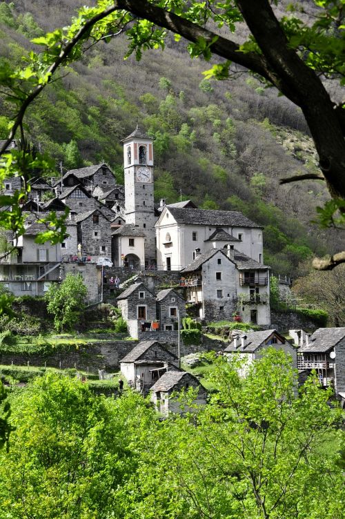 Bergdorf, Ticino, Alpių, Mūrinis Namas, Šveicarija, Bažnyčia, Pastatas