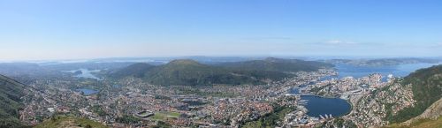Bergen, Panorama, Miestas, Jūra, Fjordas, Kapitalas, Vaizdas, Mėlynas, Kranto