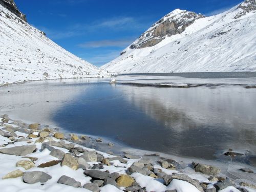 Bergsee, Vanduo, Alpių, Žiema, Gamta, Sniegas