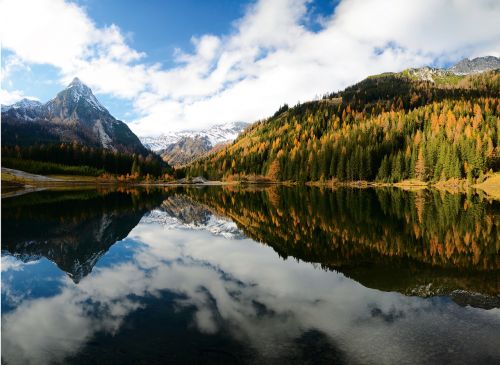 Bergsee, Alpių, Austria, Kalnai, Vanduo, Alpių Ežeras, Idiliškas, Dangus, Kraštovaizdis