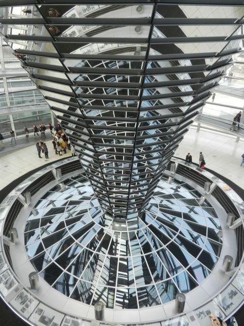 Berlynas, Reichstagas, Kupolas, Vokietija, Vyriausybė, Pastatas, Stiklo Kupolas, Vyriausybės Rajonas, Architektūra, Veidrodis, Šiuolaikiška