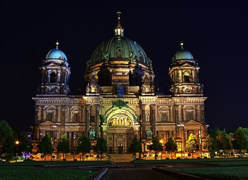 Berlynas, Berlyno Katedra, Kapitalas, Istoriškai, Architektūra, Pastatas, Lankytinos Vietos, Naktis, Vokietija