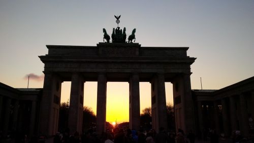Berlynas, Brandembugertor, Sonneuntergang, Siluetas, Saulėlydis