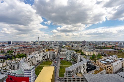 Berlynas, Panorama, Potsdamo Vieta, Kapitalas, Dangoraižis, Kolhofo Bokštai, Požiūris, Dangus, Miestas, Architektūra, Miesto Kraštovaizdis