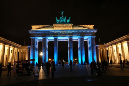 Berlynas, Brandenburgo Vartai, Paminklas, Naktis