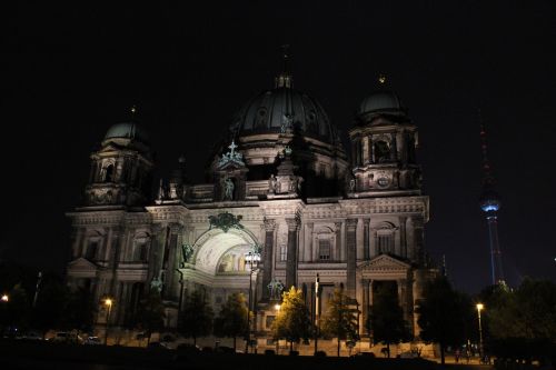 Berlyno Katedra, Naktis, Berlynas, Apšvietimas, Pastatas, Architektūra, Istoriškai, Žibintai, Kapitalas, Alex