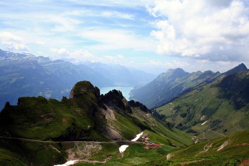 Berni Oberland, Kalnai, Alpių, Brienz Ežeras, Šveicarija, Kraštovaizdis, Dangus, Debesys, Gamta, Vasara, Vaizdingas, Alpės, Panorama, Alpių Takas