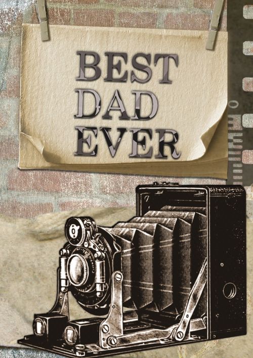 Geriausia, Tėtis, Kada Nors, Kortelė, Pasveikinimas, Tėvas, Šeima, Ženklas, Fotoaparatas, Dizainas, Tėvas, Priežiūra, Vienas Iš Tėvų, Meilė, Tėvai Ir Vaikai, Tėvas Ir Vaikas, Retro, Grunge, Filmas