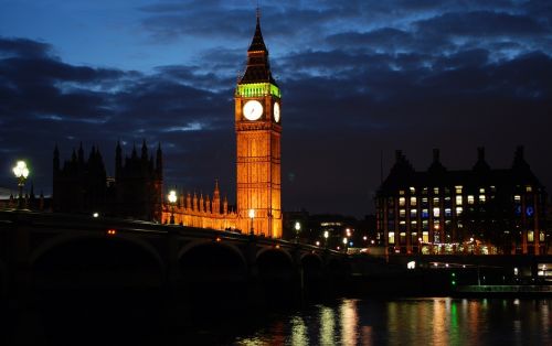 Didysis Benas, Parlamentas, Londonas, Naktis, Žibintai, Atspindys, Miestas, Thames Upė, Anglija, Uk, Architektūra, Orientyras, Vyriausybė, Istorija, Tiltas, Miesto Panorama