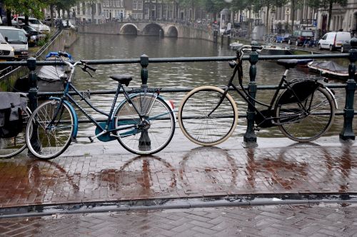 Dviratis, Kanalas, Holland, Amsterdamas