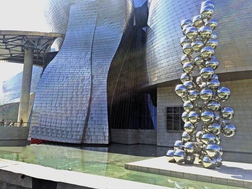 Bilbao,  Euskadi,  Muziejus,  Guggenheimo,  Pabrėžia,  Metalo Rutuliai,  Galinis