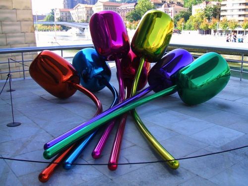 Bilbao, Ispanija, Muziejus, Skulptūra, Menas, Modernus Menas, Dizainas, Gėlės, Lauke