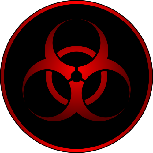Biohazard, Raudona, Ženklas, Virusas, Įspėjimas, Bakterijų, Simbolis, Užteršimas, Infekcija, Mokslas, Pavojus, Pavojingas, Piktograma, Zombie
