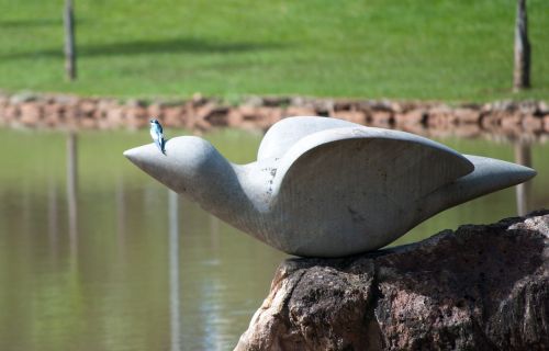 Paukštis, Statula, Akmens Skulptūra, Parkas