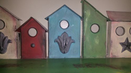 Birdhouse,  Metalas,  Mėlynas,  Žalias,  Tekstūra,  Iš Arti,  Paukščių Namai