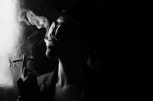 Juoda, Cigarečių, Tamsi, Dūmai, Profilis, Portretinė Fotografija, Moteris, Meno Nuotraukos