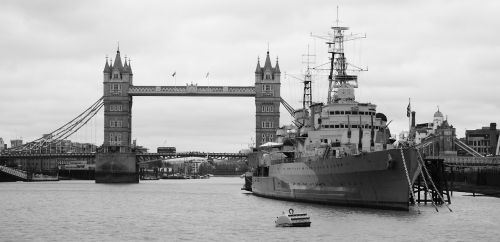 Juoda Ir Balta, Karo Laivas, Londonas, Bokšto Tiltas, Thames Upė, Anglija