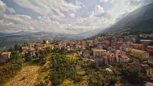 Ašmenys,  Abruzzo,  Italija,  Miestas,  Pastatai,  Kalnas