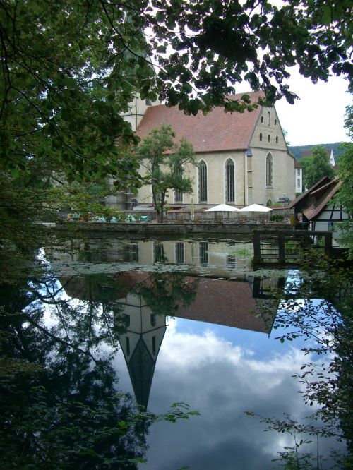 Blautopf, Veidrodis, Vanduo, Blaubeuren, Vienuolynas, Bažnyčia, Bokštas