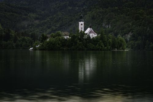 Bled, Slovenia, Sala, Bažnyčia, Tvenkinys