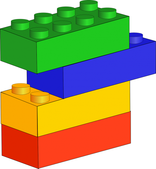 Blokai, Mėlynas, Plytos, Statybiniai Blokai, Žalias, Raudona, Geltona, Nemokama Vektorinė Grafika