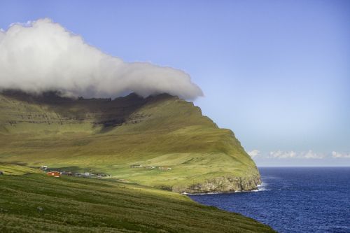 Mėlynas, Debesys, Farerų Salos, Žalias, Kalnas