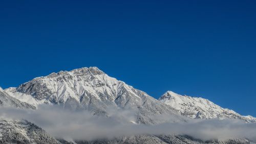 Mėlynas, Dangus, Kalnas, Slėnis, Sniegas, Žiema, Šaltas, Gamta