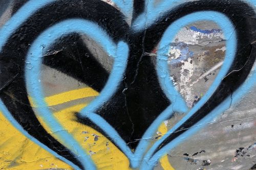 Grafiti,  Grunge,  Miesto,  Mėlynas,  Meilė,  Širdis,  Mėlyna Ir Juoda Grafiti Širdis
