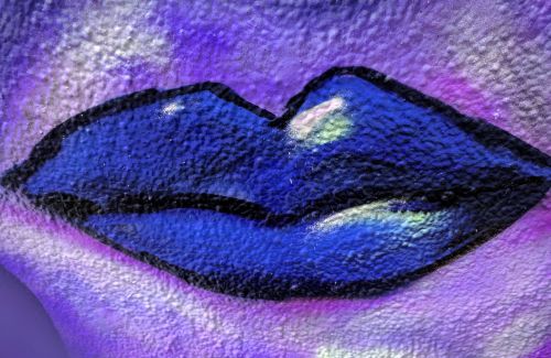 Lūpa,  Lūpos,  Mėlynas,  Violetinė,  Miesto,  Miesto & Nbsp,  Menas,  Grafiti,  Menas,  Dažytos,  Dažyti,  Tekstūra,  Modelis,  Siena,  Mėlynos Ir Violetinės Lūpų Graffiti