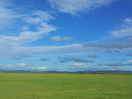 Mėlynas Dangus Ir Balti Debesys, Prairie, Gamta