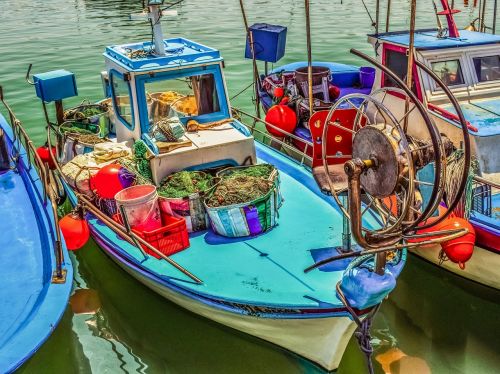 Valtis, Tradicinis, Uostas, Žvejybos Laivas, Žvejybos Įranga, Viduržemio Jūros, Ayia Napa, Kipras