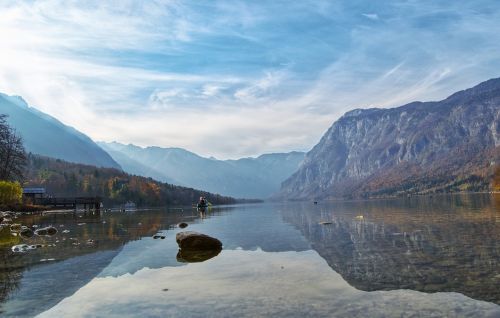 Bohinj Ežeras, Slovėnijos Ežeras, Vanduo, Gamta, Kalnas, Kraštovaizdis, Panoraminis, Kelionė, Sniegas