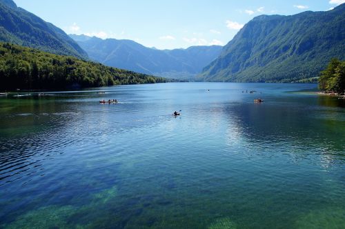 Bohinj, Bohinj Ežeras, Slovenia, Julijos Alpės, Skaidrus Vanduo, Panorama, Turizmas, Atostogos, Vasara, Maudytis, Vandens Sportas, Kalninis Ežeras