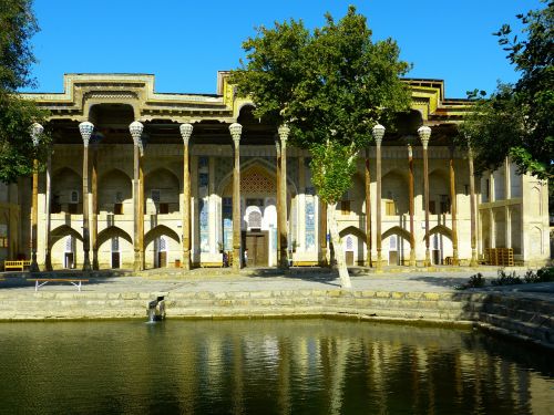 Bolo Hauz, Mečetė, Stulpelis, Medžio Drožinėjimas, Vandens Baseinas, Bukhara, Uzbekistanas