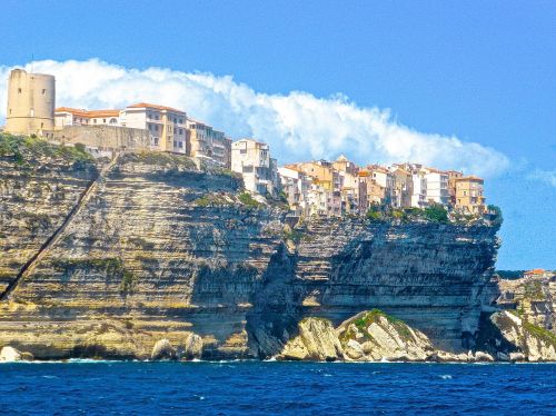 Bonifacio, Uolos, Kranto, Pakrantės, Citadelė, Korsika, Viduržemio Jūros, Orientyras, Jūros Dugnas, Architektūra
