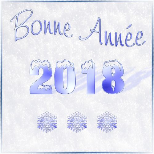 2018,  Dizainas,  Žodžio Menas,  Scrapbooking,  Metai,  Naujas,  Pasveikinimas,  Prancūzų Kalba,  Mėlynas,  Sniegas,  Laimingi Nauji Metai 2018 - 1