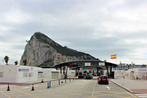 Gibraltaras,  Uk,  Ispanija,  Andalūzija,  La & Nbsp,  Linea,  Sienos,  Kontrolė,  Costa,  Del,  Sol,  Vėliava,  Rokas,  Sienos Kontrolė Gibraltaro Sienoje