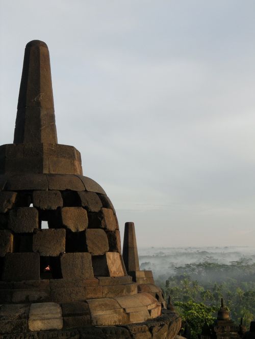 Borobuduras, Šventykla, Java, Indonezija, Rūkas