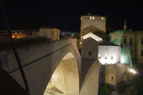 Bosnija Ir Hercegovina, Herzegovina, Mostar, Senas Tiltas, Pertvarkytas, Naktis