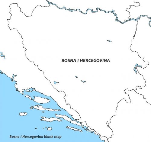 Bosnija Ir Hercegovina, Baltas Žemėlapis, Pasaulis, Balkanai, Tuščias Žemėlapis Bosnija Ir Hercegovina, Europa