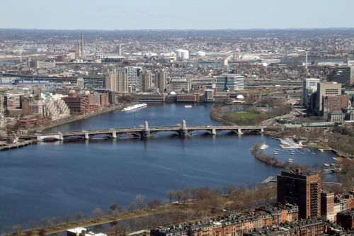 Bostonas, Vaizdas Iš Viršaus, Miestas, Miesto, Viršuje, Namai, Upė