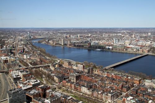 Bostonas, Vaizdas Iš Viršaus, Miestas, Miesto, Viršuje, Namai, Upė