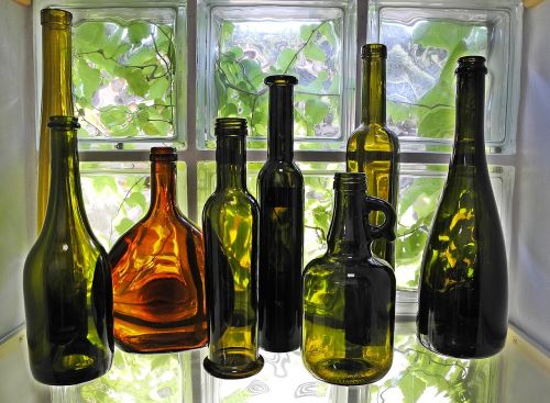 Butelis, Stiklas, Spalvotas Stiklas, Apdaila, Skaidrus, Žalias, Ruda, Langas, Stiklo Plyta