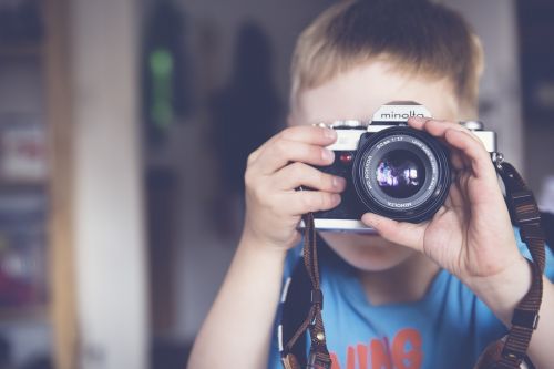 Berniukas, Fotoaparatas, Vaikas, Klasikinis, Objektyvas, Minolta, Fotografuoti, Jaunas