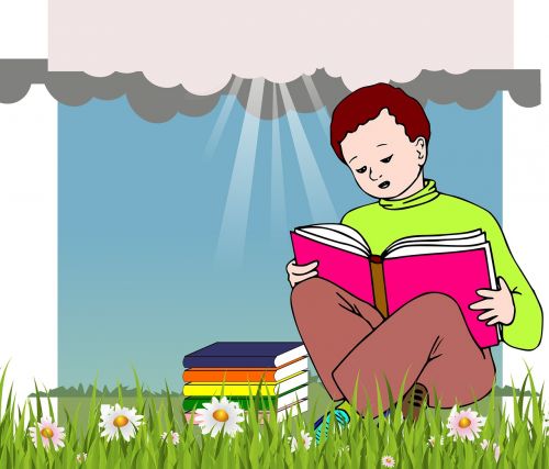 Berniukas, Skaitymas, Knyga, Sol, Atsipalaidavimas, Skaityti, Studijuoti, Mokytis, Parkas, Žinios, Ramybė, Mėlynas Dangus, Vaikas