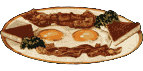 Pusryčiai, Kiaušiniai, Skrudinta Duona, Bacon, Skanus, Maistas, Nemokama Vektorinė Grafika