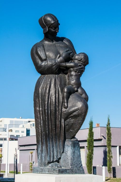 Maitinimas Krūtimi, Statula, Skulptūra, Bendravimas, Kartu, Dviems, Motina Ir Vaiku