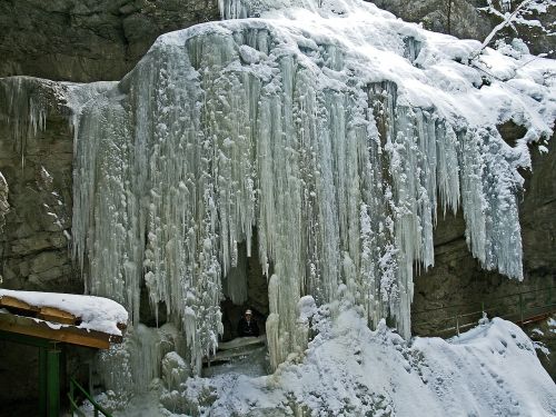 Breitachklamm, Varveklių, Užšalęs Krioklys, Oberstdorf, Kalnų Upelis, Žiemą