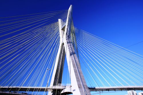 Tiltas, Kabelis Liko, San Paulas, Architektūra, Šiuolaikiška, Mėlynas Dangus, Natūralus Fonas, Brazilija, Horizontalus